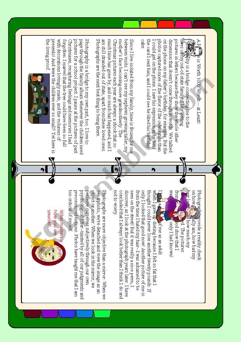 A Picture Is Worth A Thousand Words Essay ESL Worksheet By Redcamarocruiser