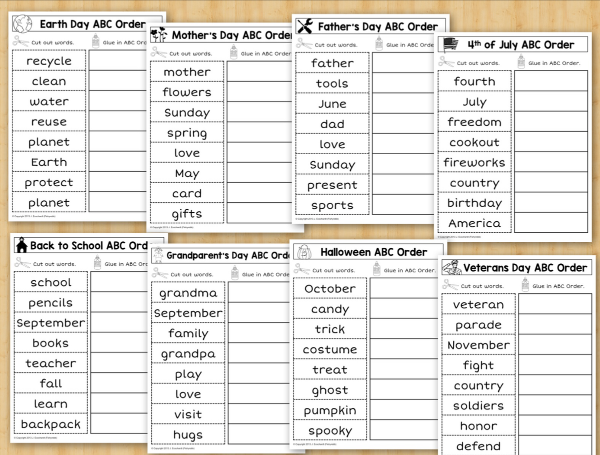 ABC Order Alphabetical Order Worksheets Whole Year Made By Teachers