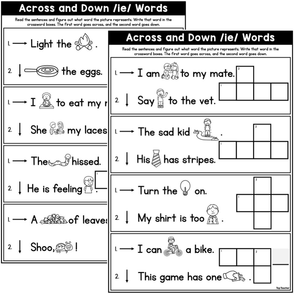 Across Down Words Worksheet Ie Top Teacher Across Down Words Worksheet Ie Top Teacher