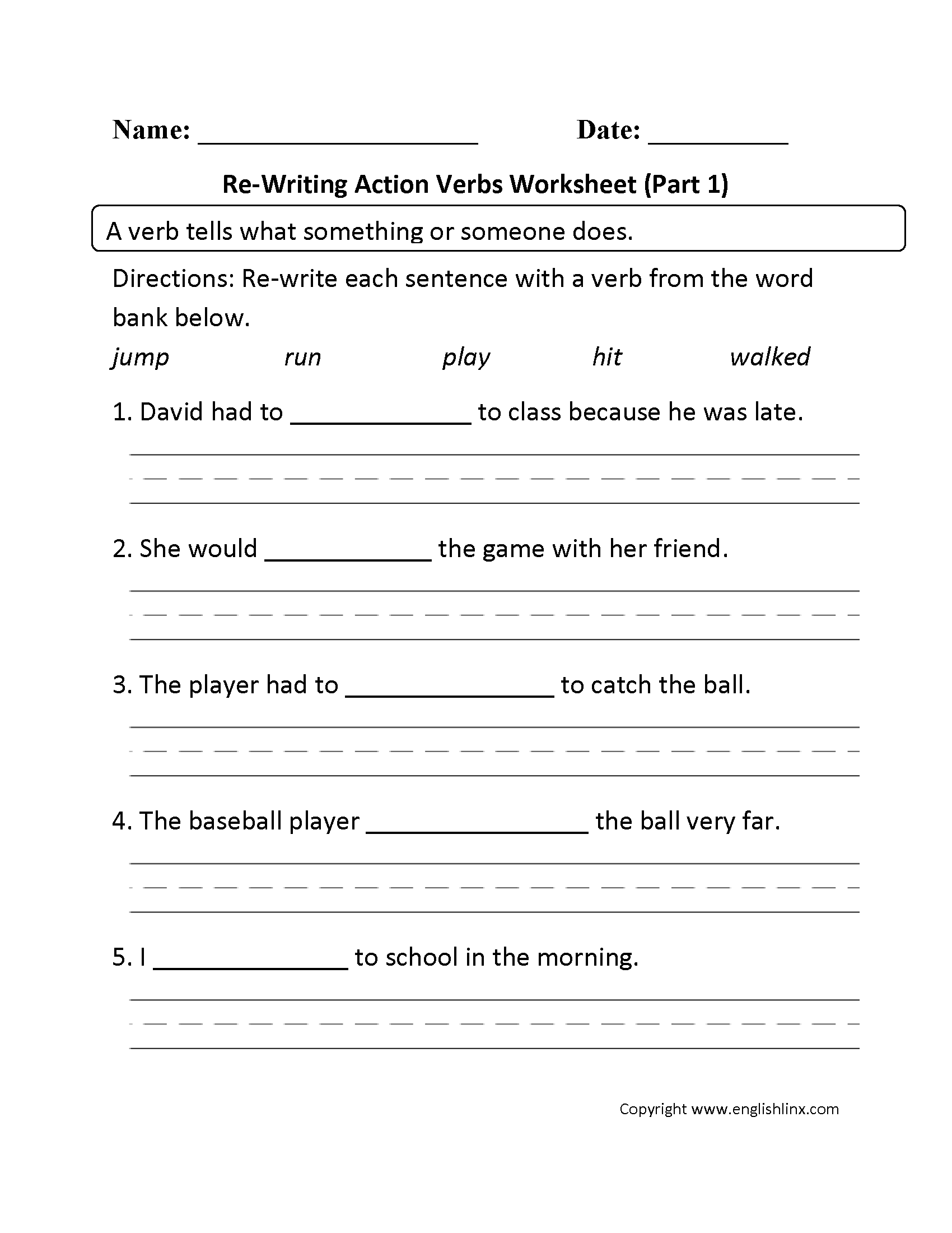 Action Verbs Worksheets Re Writing Action Verbs Worksheet Part 1 Action Verbs Worksheets Re Writing Action Verbs Worksheet Part 1