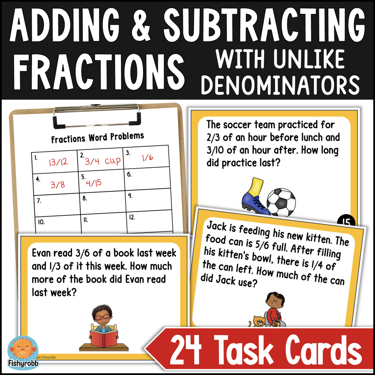 Add Subtract Fractions With Unlike Denominators Word Problems 5 NF A 1 NF A 2 Made By Teachers