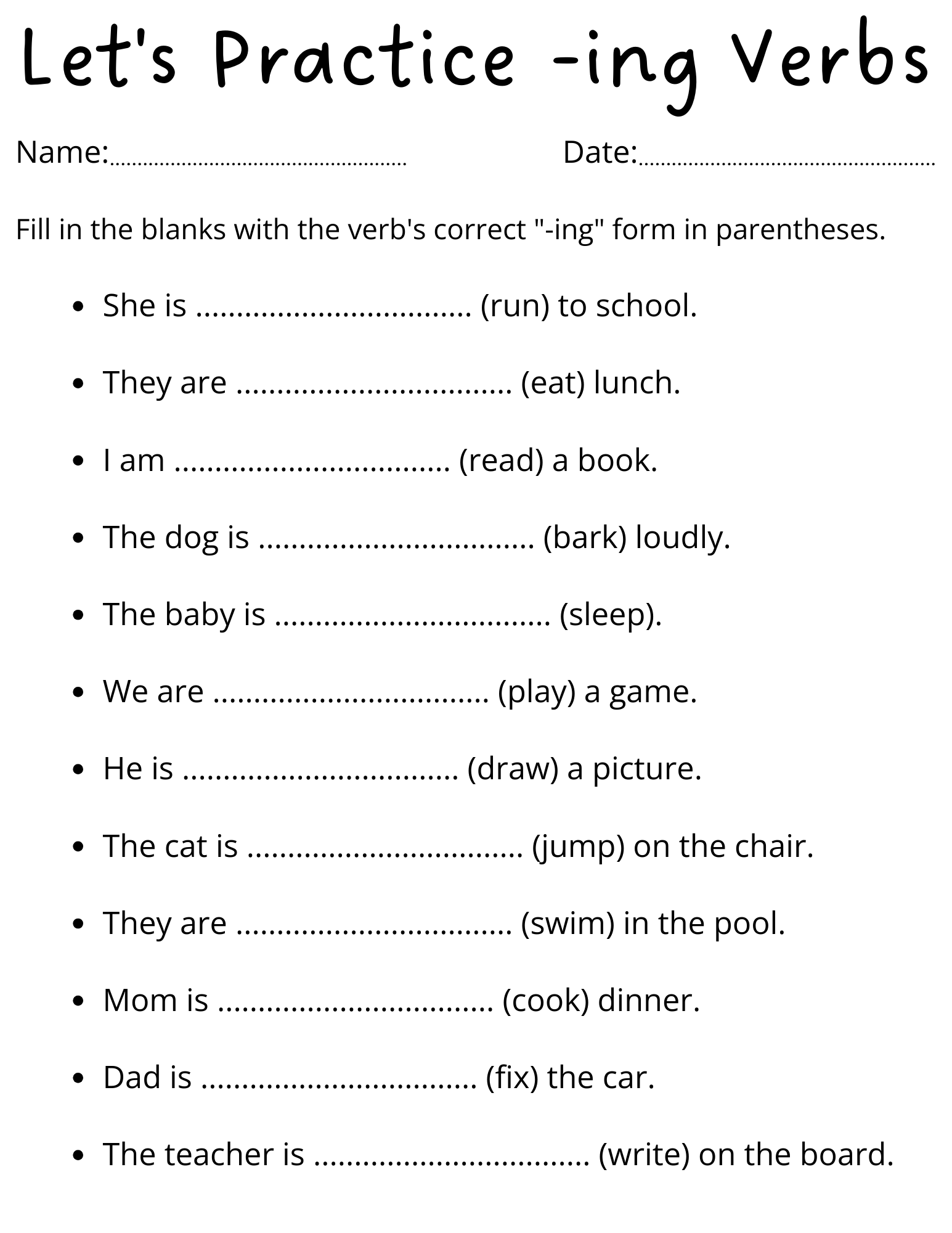 Adding Ing To Verbs Worksheet For Grade 1 Made By Teachers Adding Ing To Verbs Grammar Worksheet Ing Endings Activity Book For Grade 1 Made By Teachers