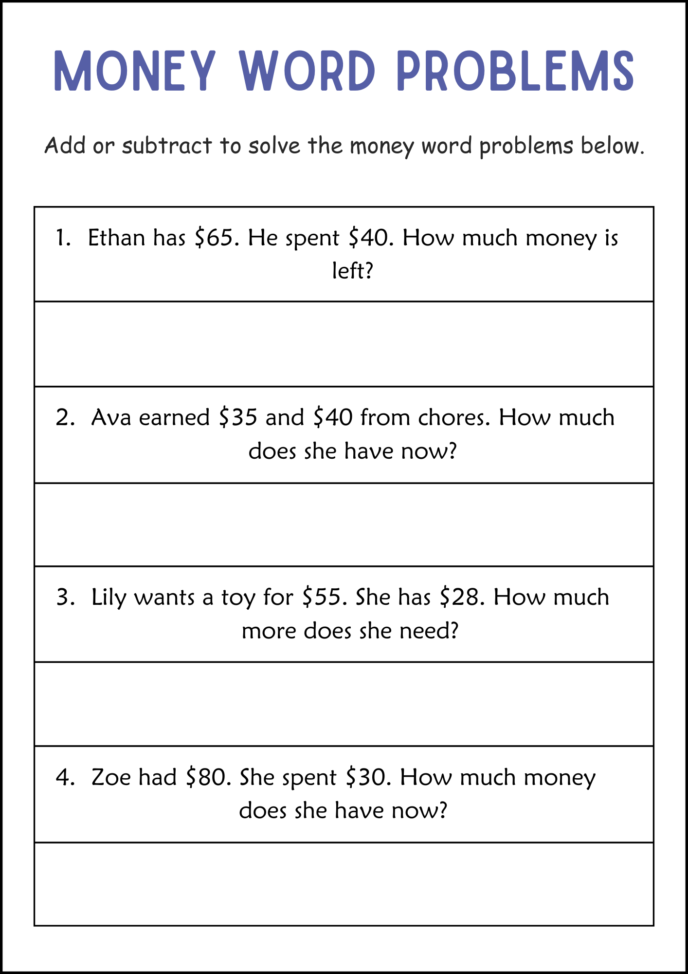 Money Problems ArgoPrep