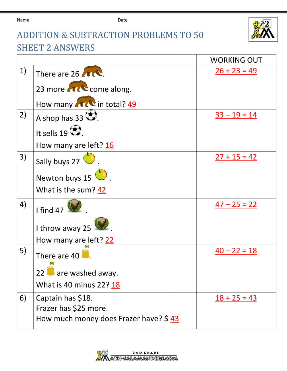 Addition Subtraction Word Problems 2nd Grade Addition Subtraction Word Problems 2nd Grade