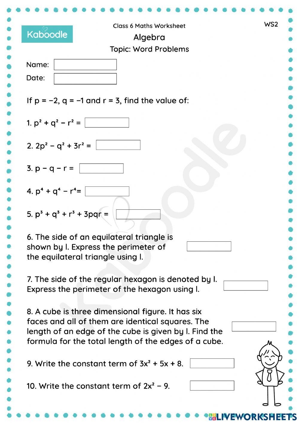 Algebra Word Problems Interactive Worksheet Worksheets Library