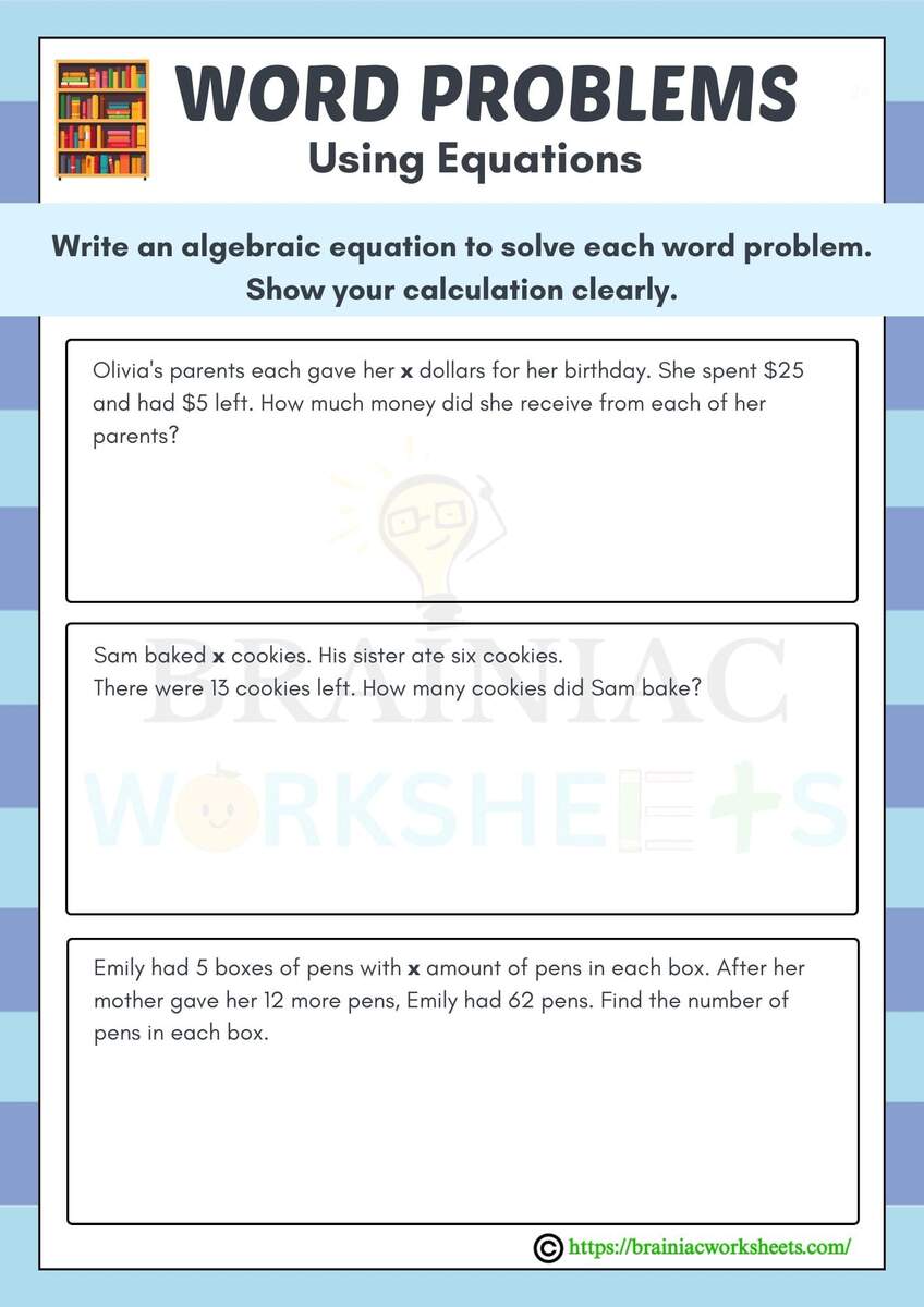 Algebra Word Problems Maths Worksheet For Class 5 Brainiac Worksheets Algebra Word Problems Maths Worksheet For Class 5 Brainiac Worksheets