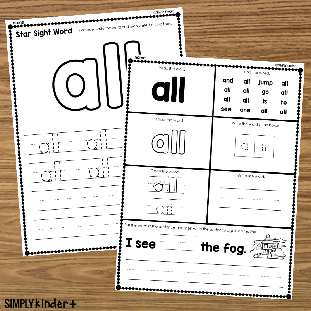 All Sight Word Printable Activities Simply Kinder Printable Membership All Sight Word Printable Activities Simply Kinder Printable Membership