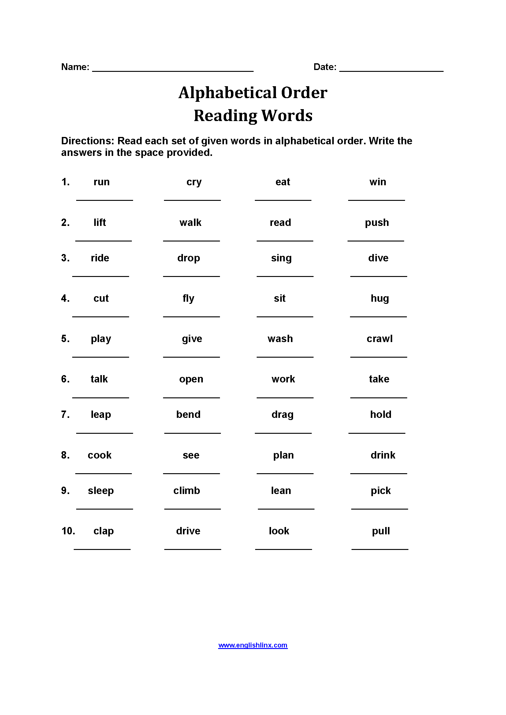 Alphabetical Order Worksheets Examples Definition KidsKonnect