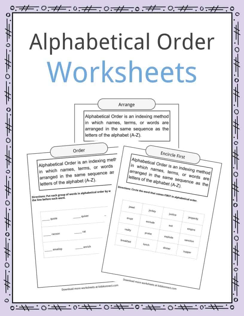 Alphabetical Order Worksheets Examples Definition KidsKonnect
