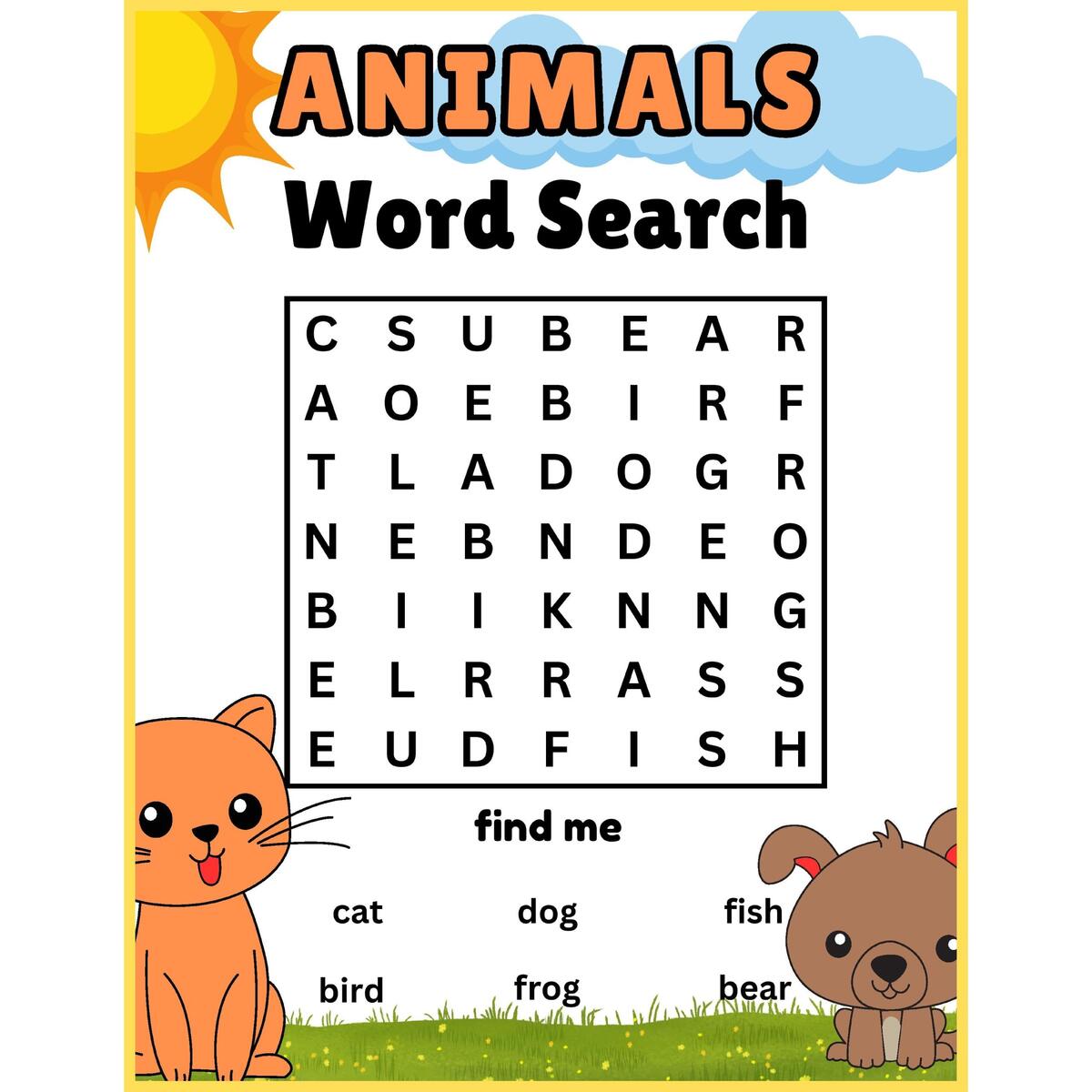 Animals Word Search Activity For Preschool Kindergarten Made By Teachers Animals Word Search Activity For Preschool Kindergarten Made By Teachers