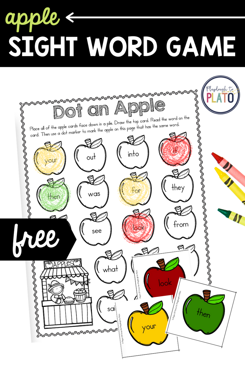 Apple Sight Word Game Playdough To Plato Apple Sight Word Game Playdough To Plato