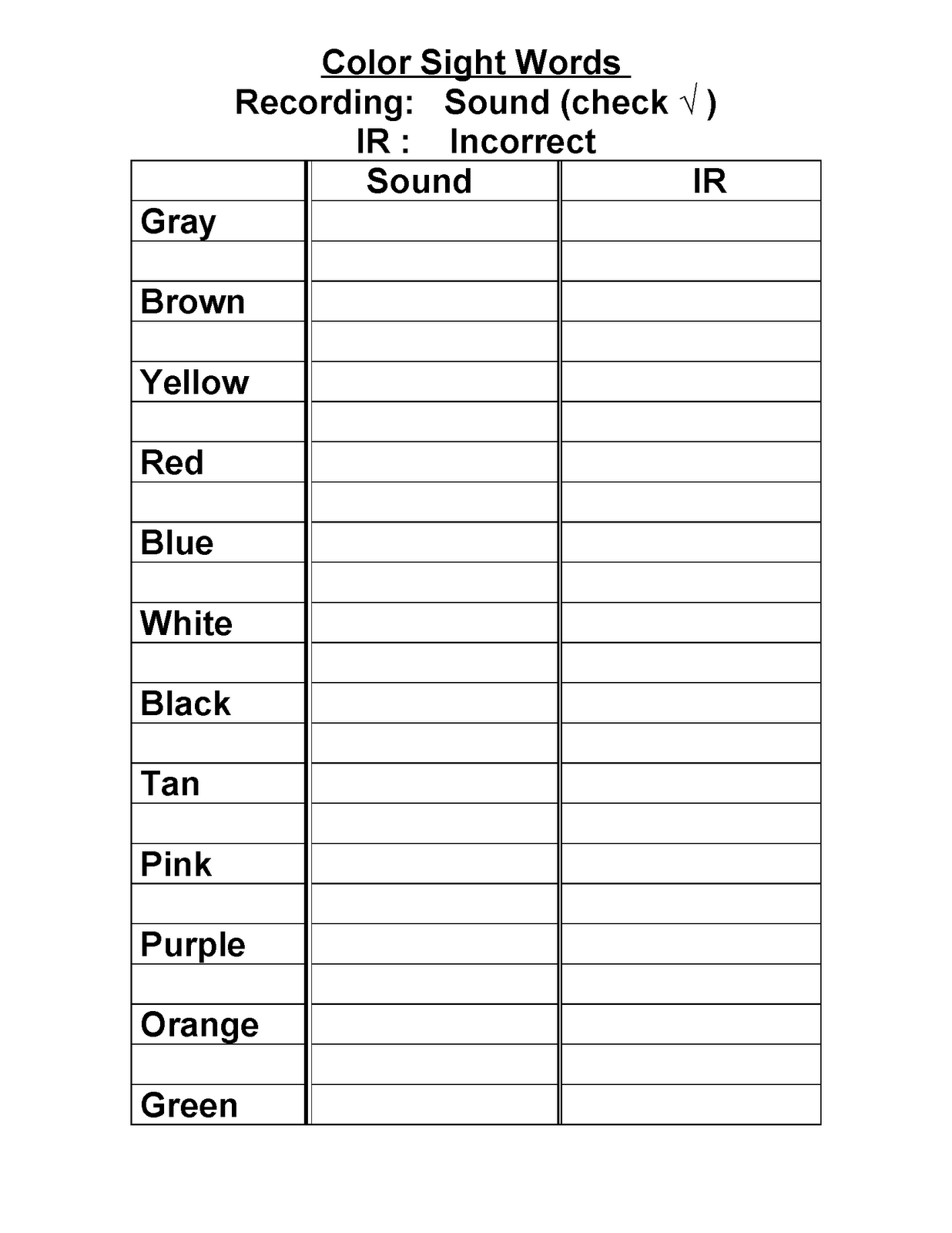 Apples 4 Bookworms Colors Sight Word Recognition Test Apples 4 Bookworms Colors Sight Word Recognition Test