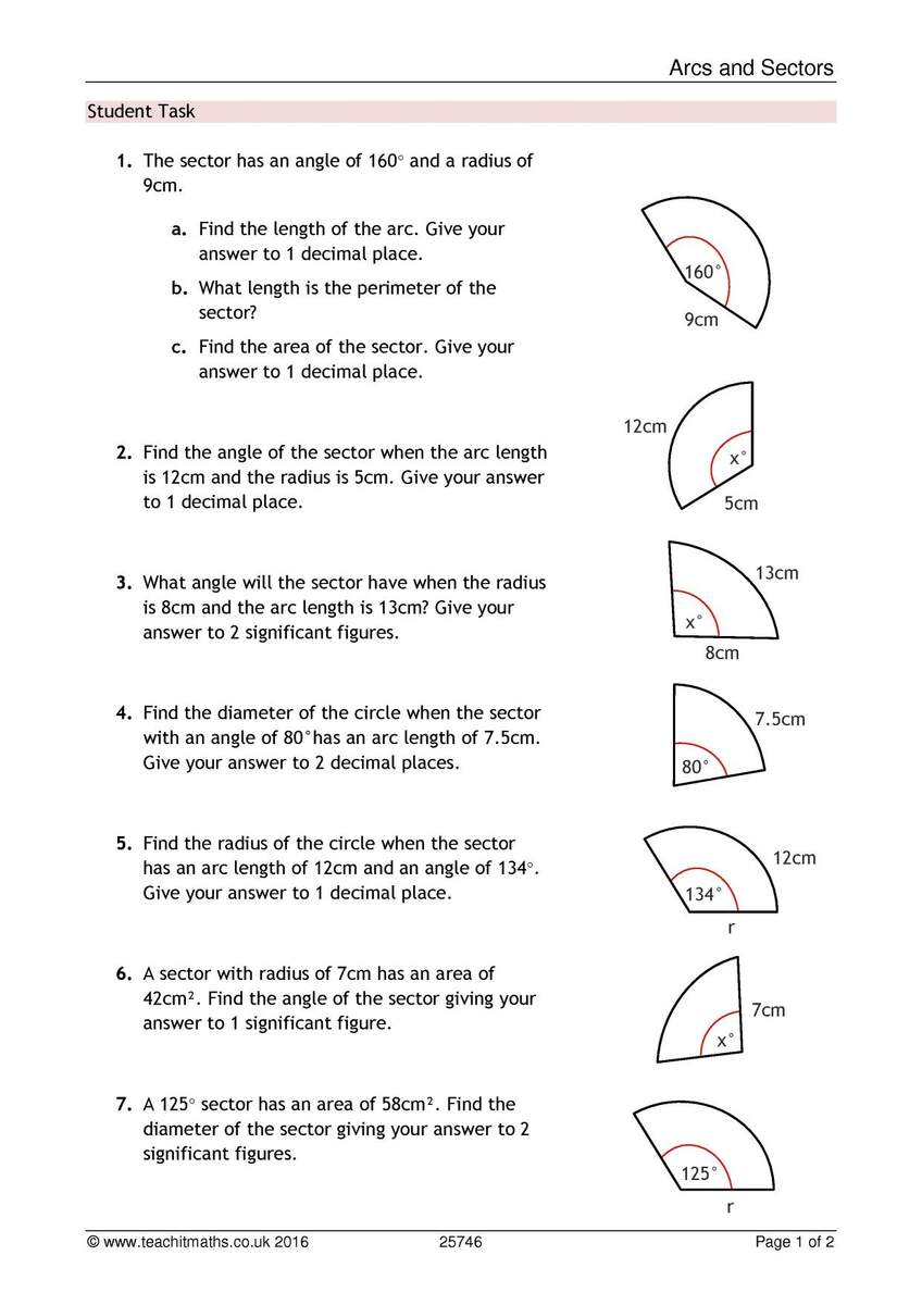 Arcs And Sectors KS4 MathsTeachit Arcs And Sectors KS4 MathsTeachit
