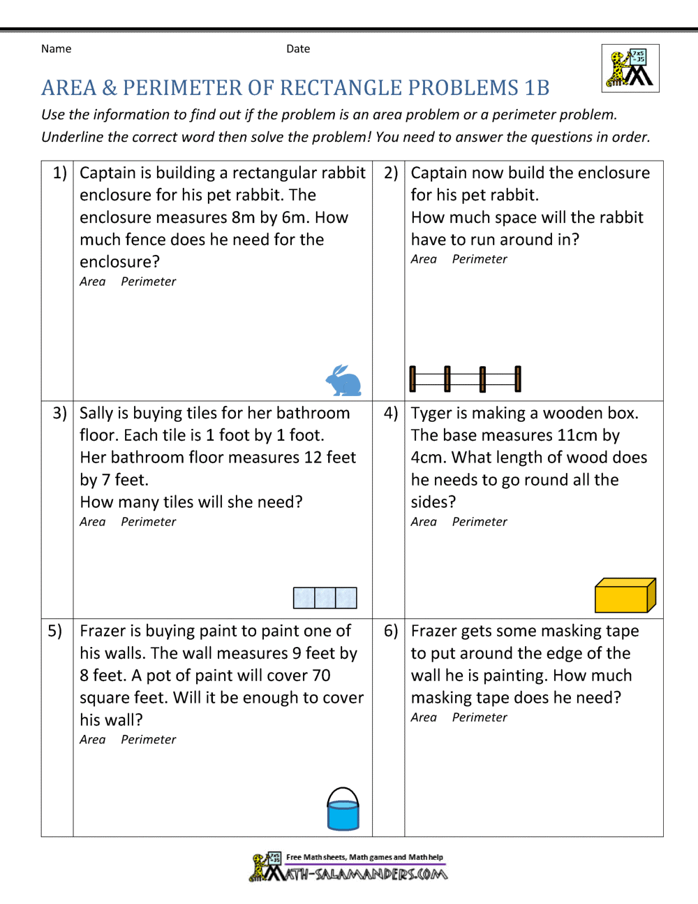 Area And Perimeter Of Rectangle