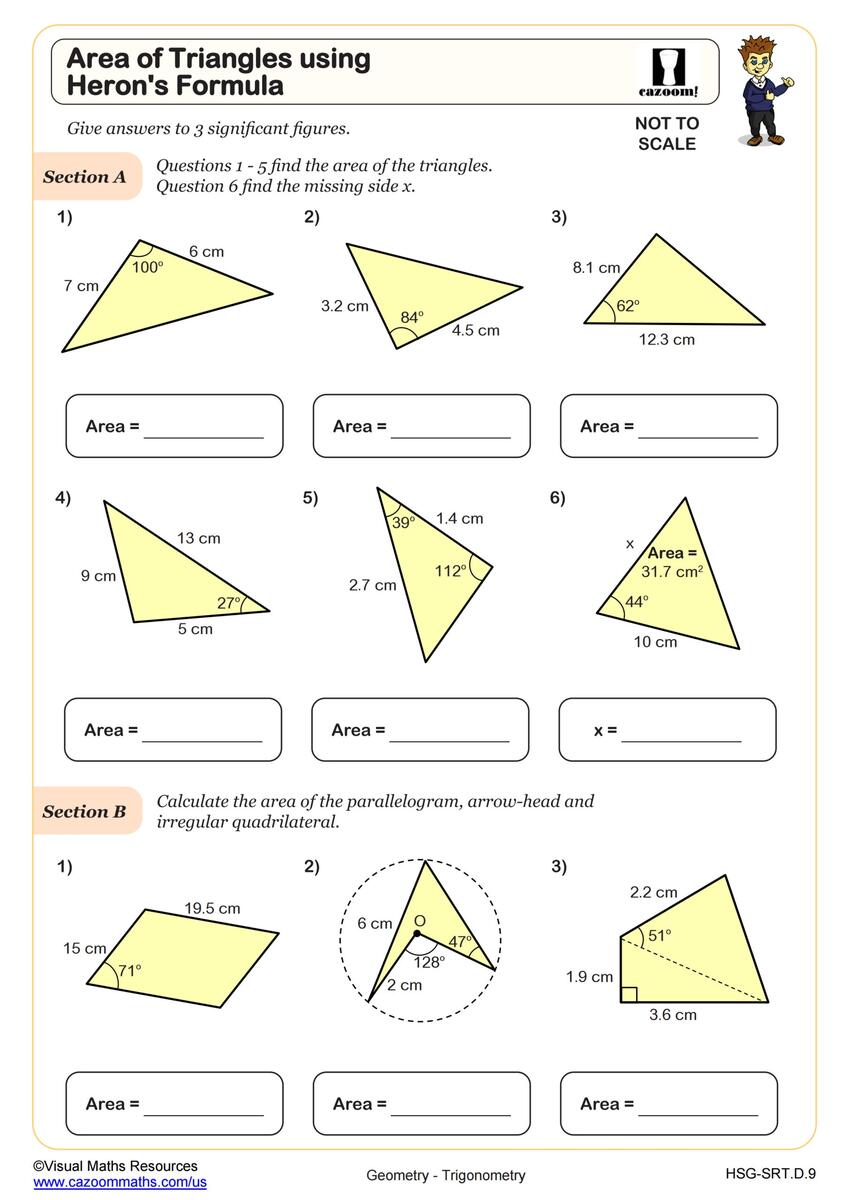 Area Of Triangles Using Heron S Formula Worksheet Fun And Engaging Algebra II PDF Worksheets Cazoom Math Area Of Triangles Using Heron S Formula Worksheet Fun And Engaging Algebra II PDF Worksheets Cazoom Math