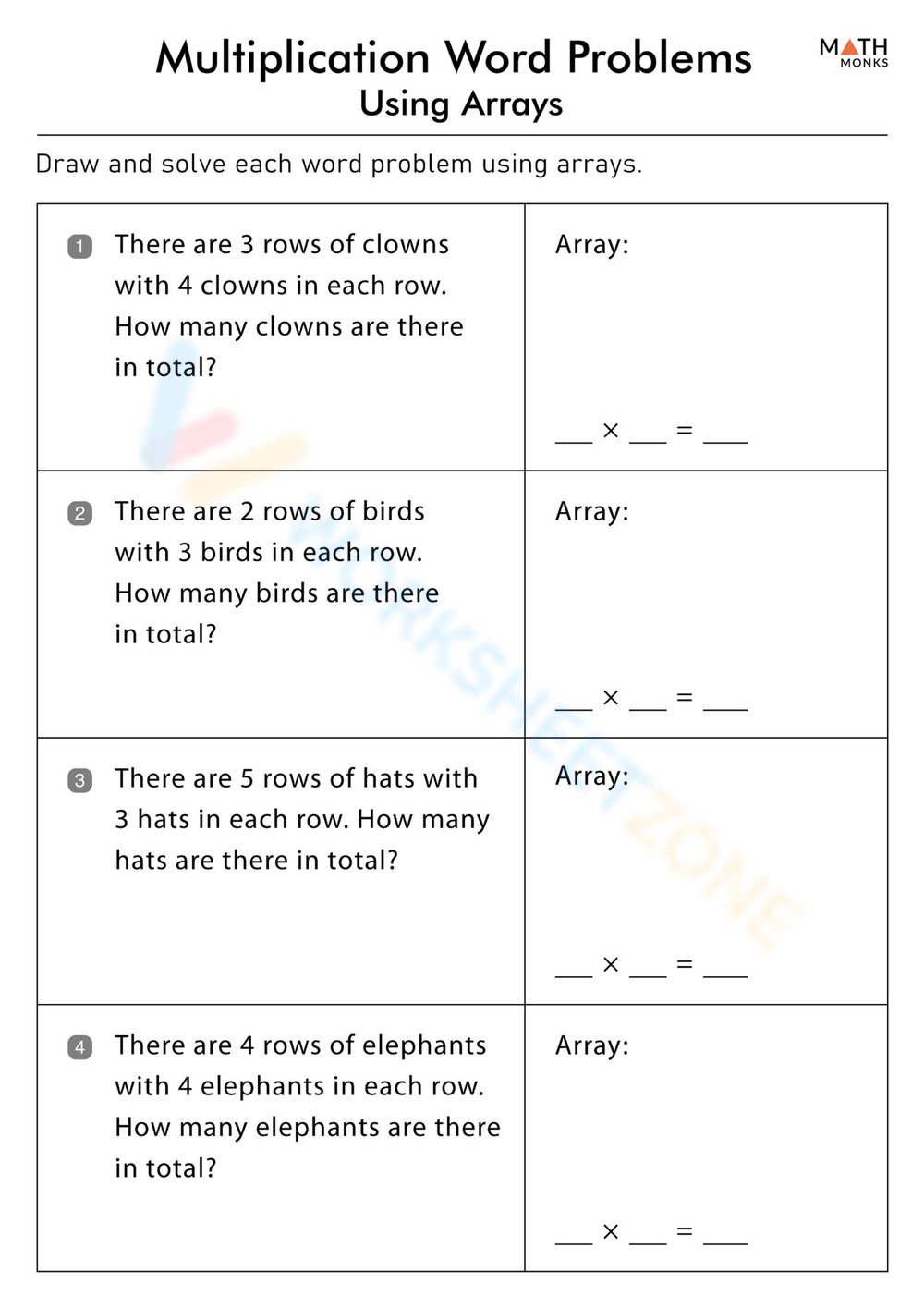 Printable Grade 5 Multiplication With Arrays Worksheets
