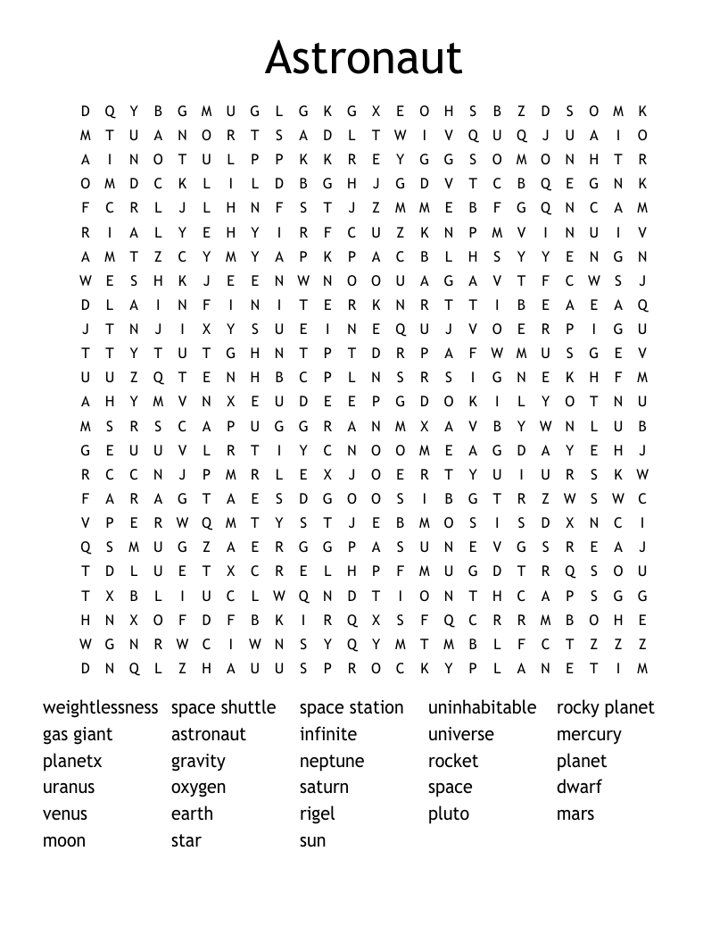 Astronaut Word Search WordMint