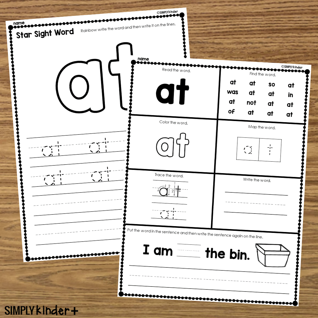 At Sight Word Printable Activities Simply Kinder Printable Membership