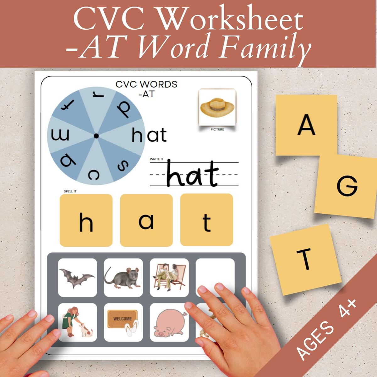 AT Word Family Reading Printable CVC Word Worksheet Short A Sound Rhyming Word Builder Kindergarten Reading Game Homeschool 1st Grade Etsy AT Word Family Reading Printable CVC Word Worksheet Short A Sound Rhyming Word Builder Kindergarten Reading Game Homeschool 1st Grade Etsy
