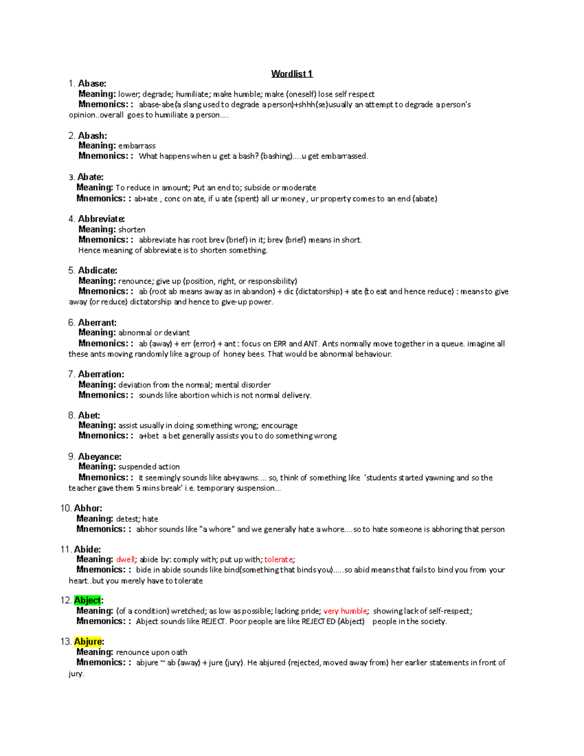 Barrons Mnemonics Essential Vocabulary Wordlist And Memory Aids Studocu