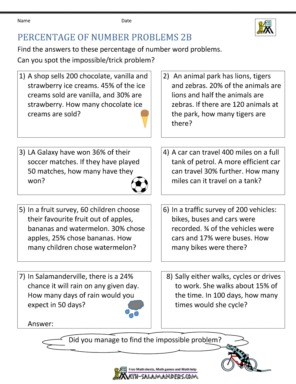 Basic Percentage Word Problems Basic Percentage Word Problems