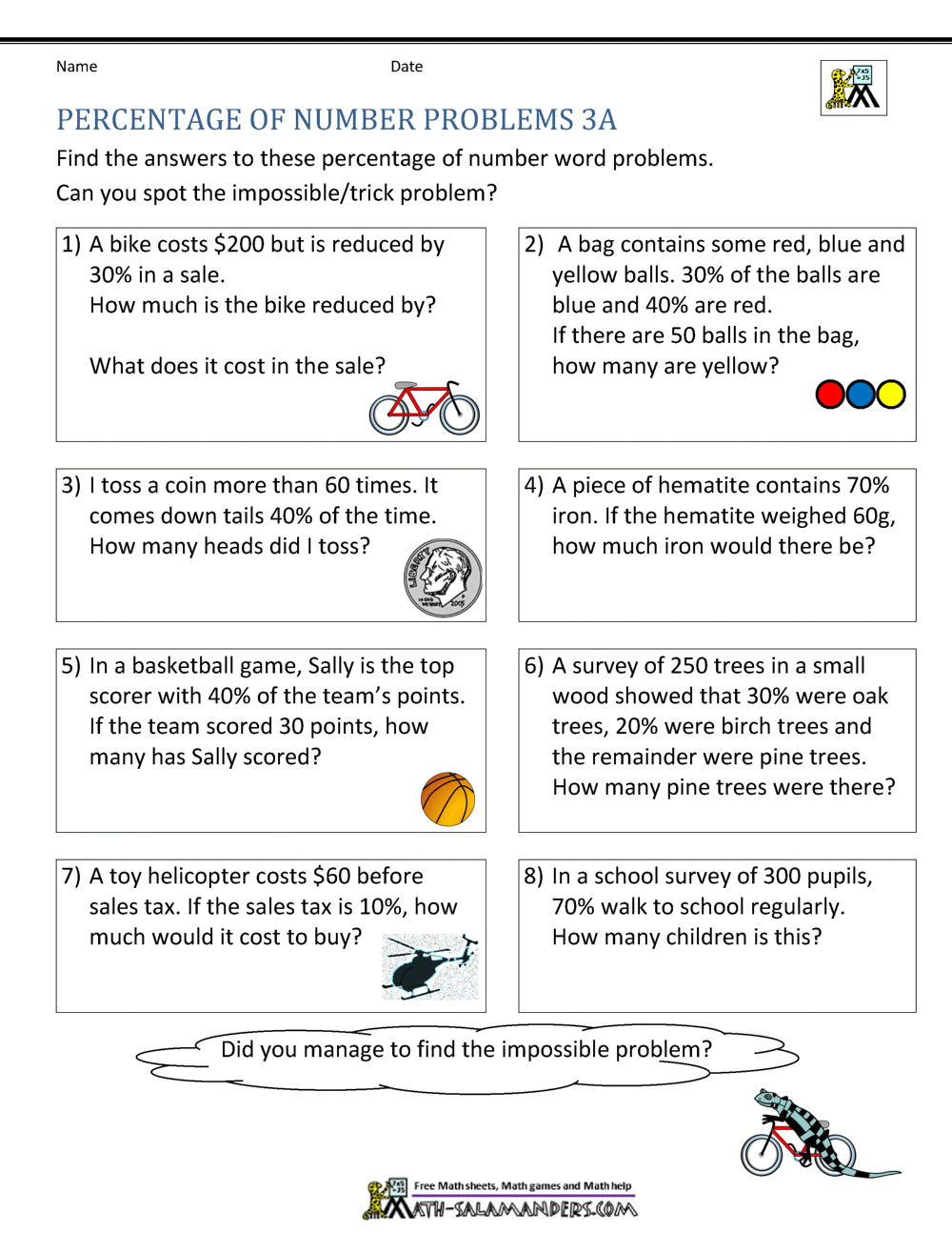 Basic Percentage Word Problems Basic Percentage Word Problems