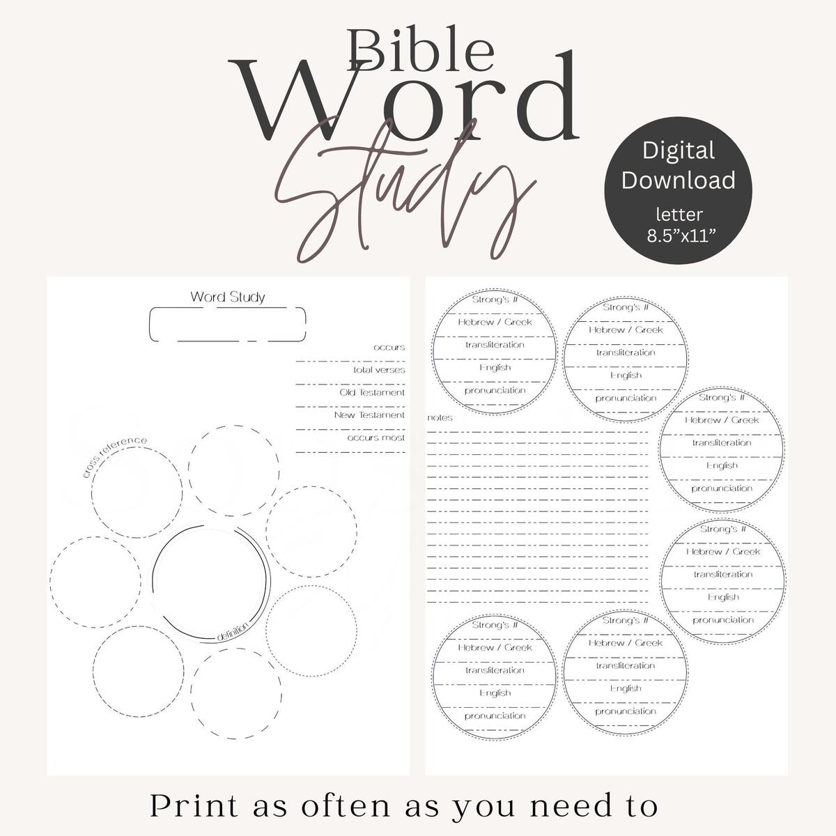 Bible Word Study Printable Scripture Planner Worksheet PDF Etsy
