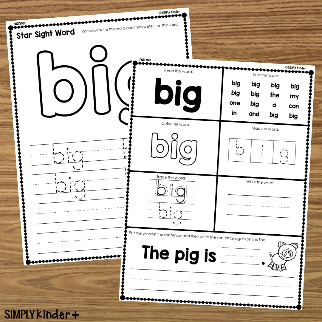 Big Sight Word Printable Activities Simply Kinder Printable Membership Big Sight Word Printable Activities Simply Kinder Printable Membership