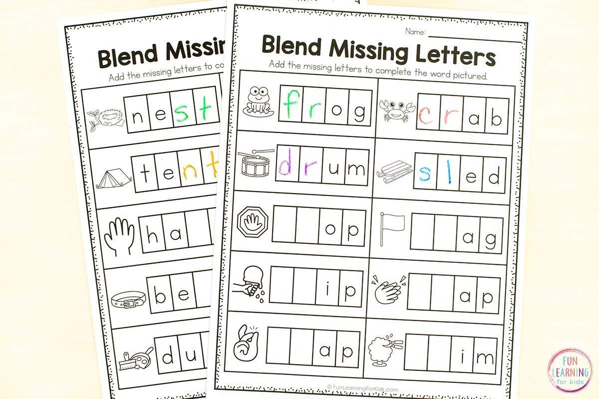 Blend Words Missing Sound Worksheets For Phonics Practice Blend Words Missing Sound Worksheets For Phonics Practice