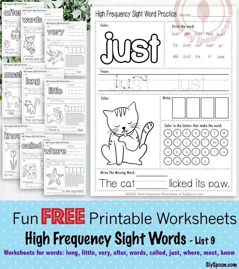 Boost Early Literacy Skills With Free Printable Sight Word Worksheets Sight Words Long Little Very After Words Called Just Where Most Know Sly Spoon