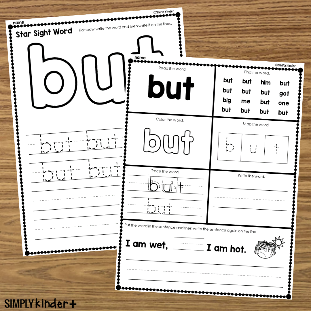 But Sight Word Printable Activities Simply Kinder Printable Membership