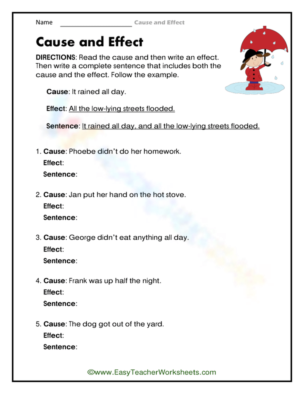 Cause And Effect Worksheets Cause And Effect Worksheets