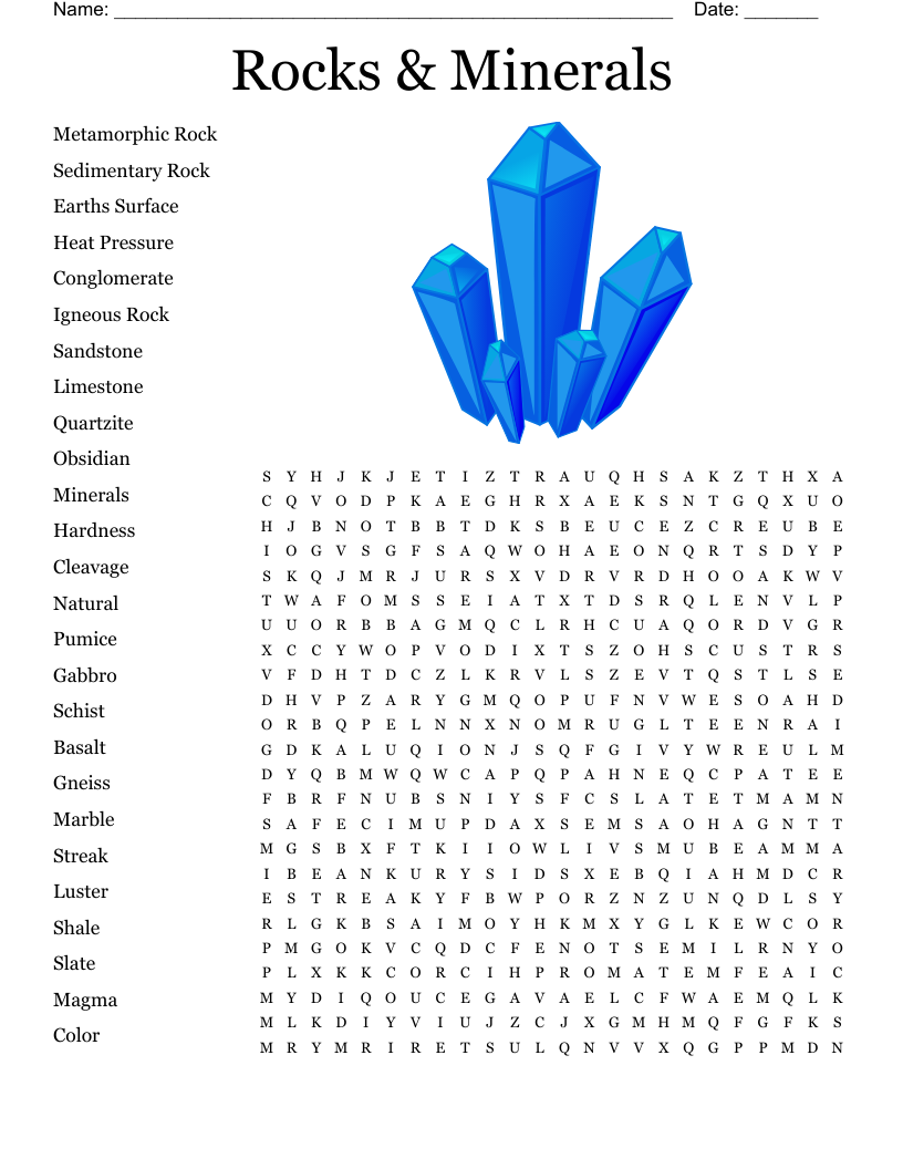 Caves Rocks And Minerals Word Search WordMint Caves Rocks And Minerals Word Search WordMint