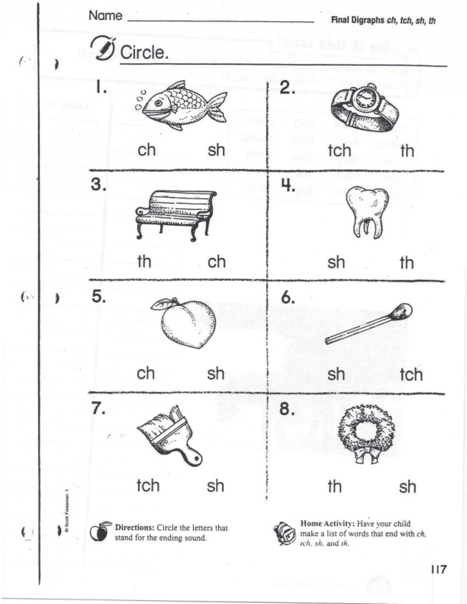 Ch Tch Sh Th Final Digraphs Circle The Letters LoveToTeach