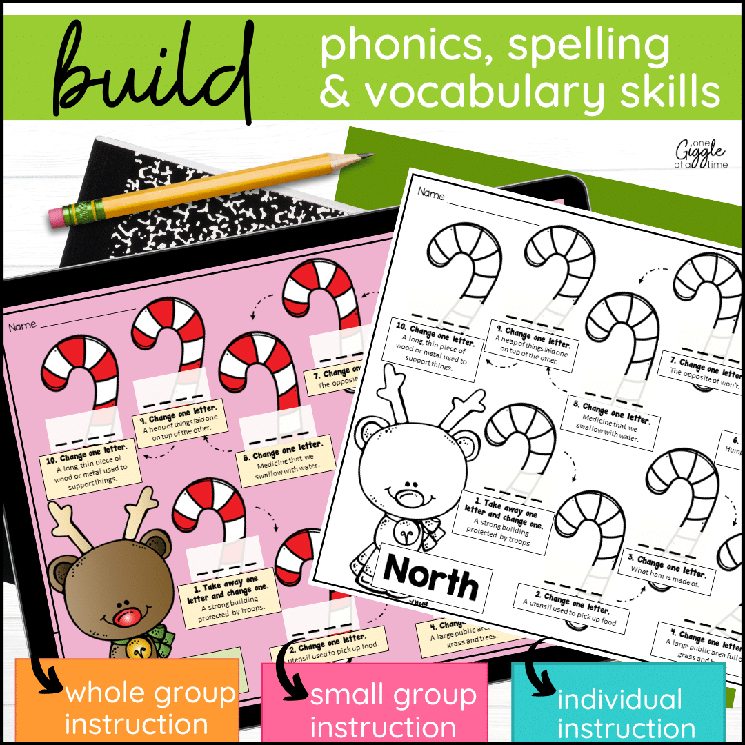 Christmas Word Work Activities Literacy Centers Worksheets Word Ladders Word Chains One Giggle At A Time Christmas Word Work Activities Literacy Centers Worksheets Word Ladders Word Chains One Giggle At A Time