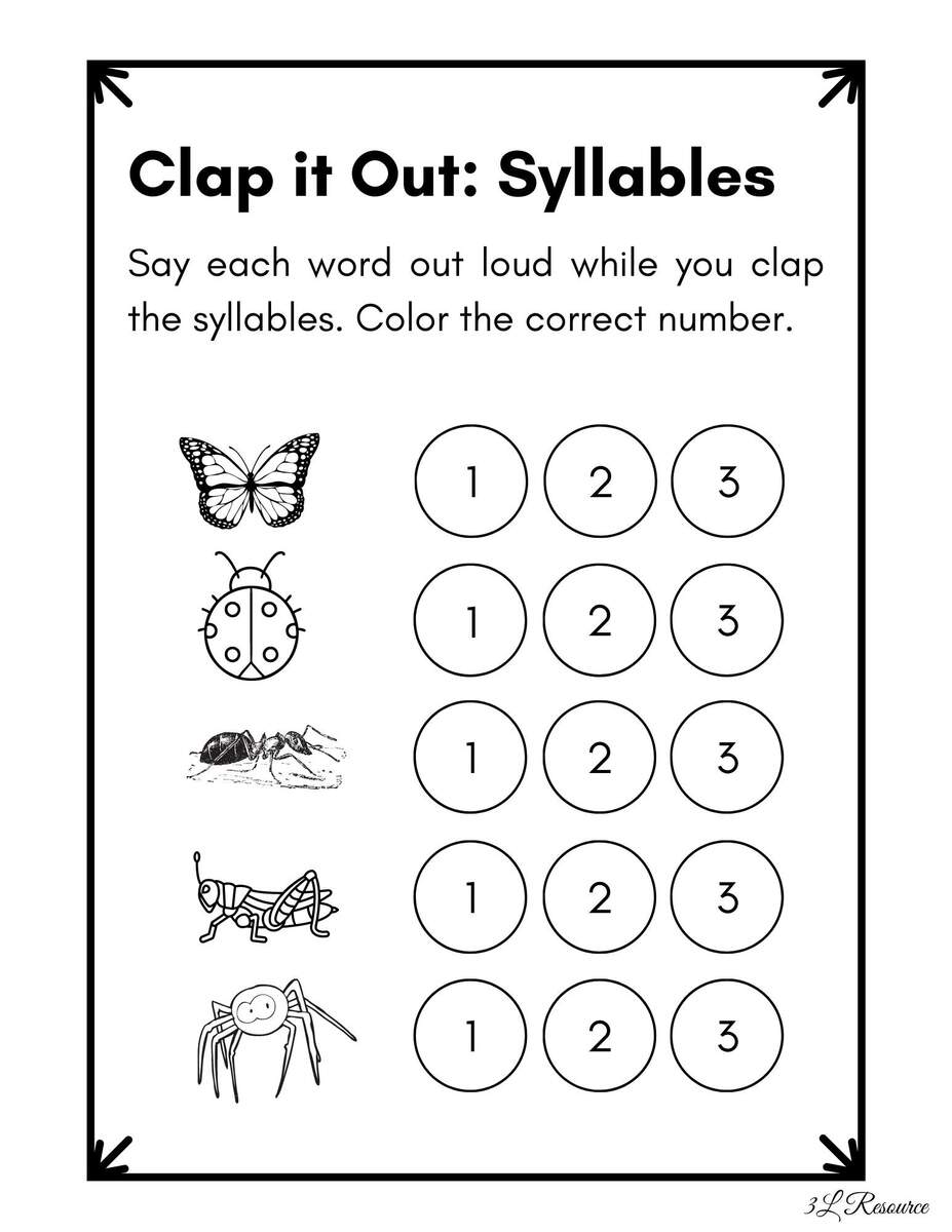 Syllables Worksheets One Two Three Or Four Syllable Words Worksheet