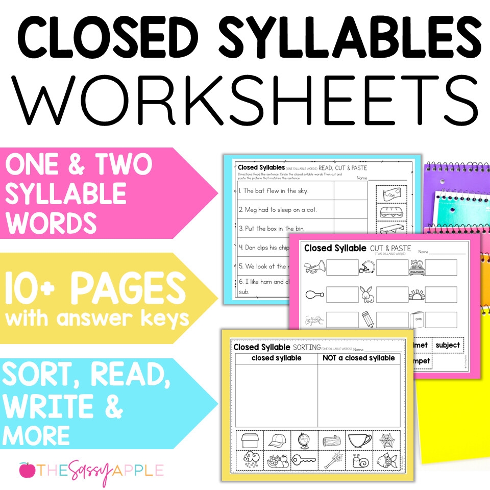 Closed Syllables 1 And 2 Syllable Words Worksheets Word Work Activities Closed Syllables 1 And 2 Syllable Words Worksheets Word Work Activities