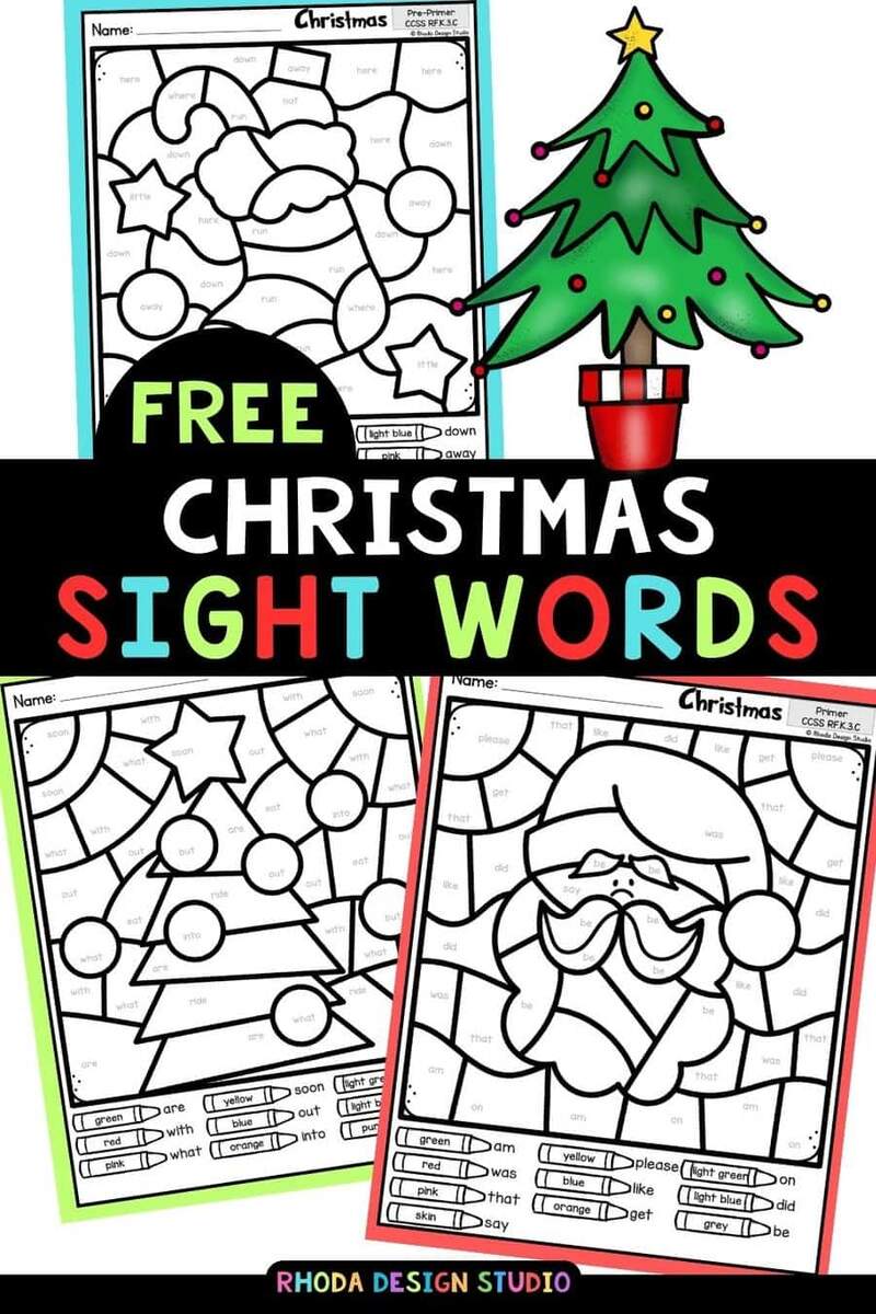 Color By Sight Words Christmas Worksheets