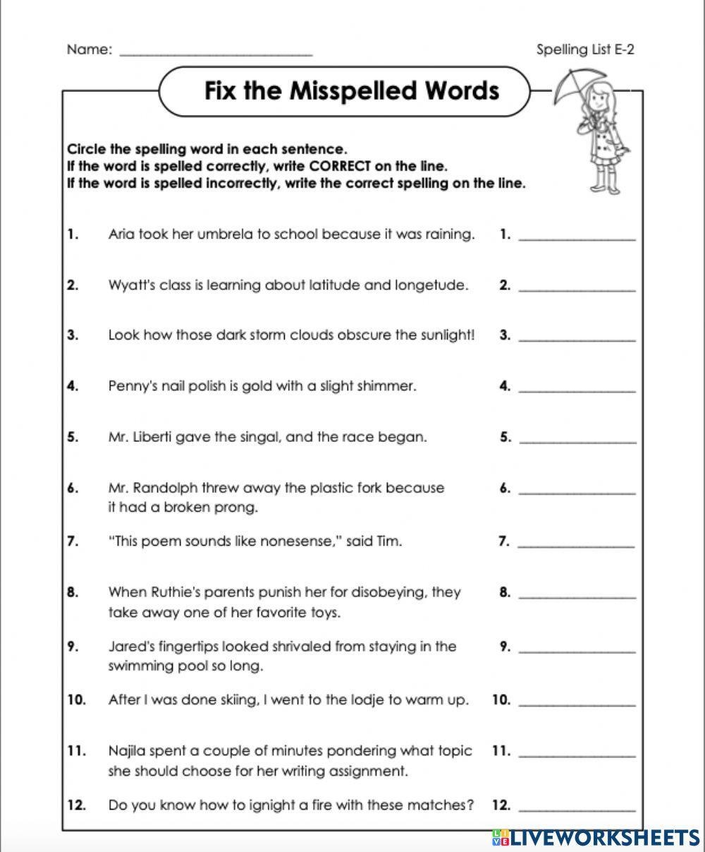 Commonly Misspelled Words Worksheet Worksheets Library