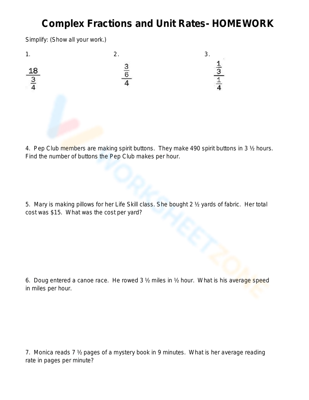 Complex Fractions Rates Math Worksheet Worksheet Complex Fractions Rates Math Worksheet Worksheet
