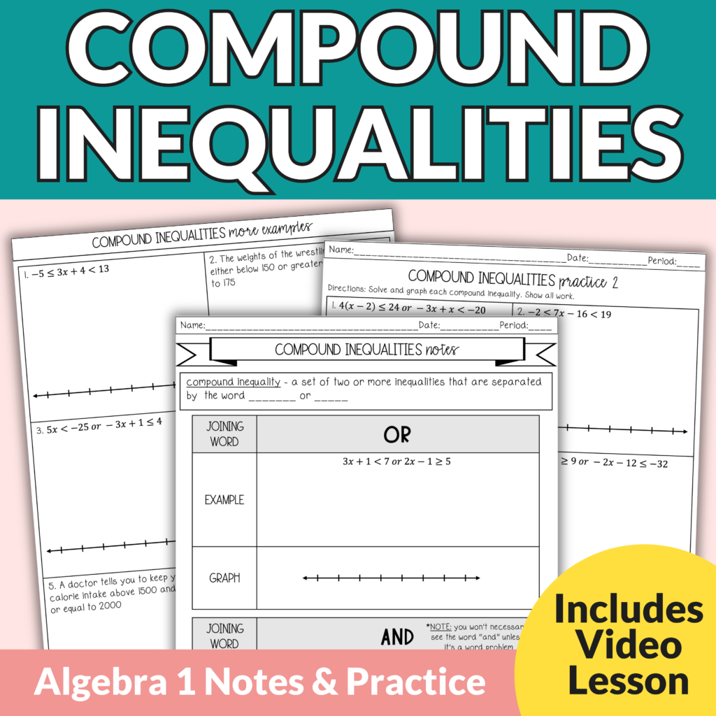 Compound Inequalities Notes And Worksheets Lindsay Bowden Compound Inequalities Notes And Worksheets Lindsay Bowden