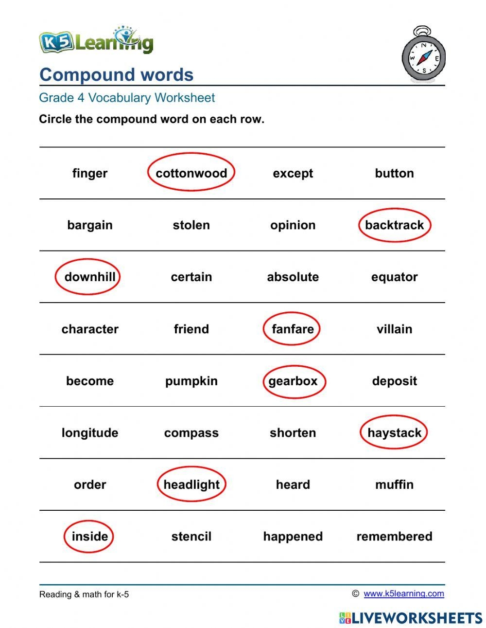Compound Words Interactive Activity For Grade 4 Worksheets Library Compound Words Interactive Activity For Grade 4 Worksheets Library