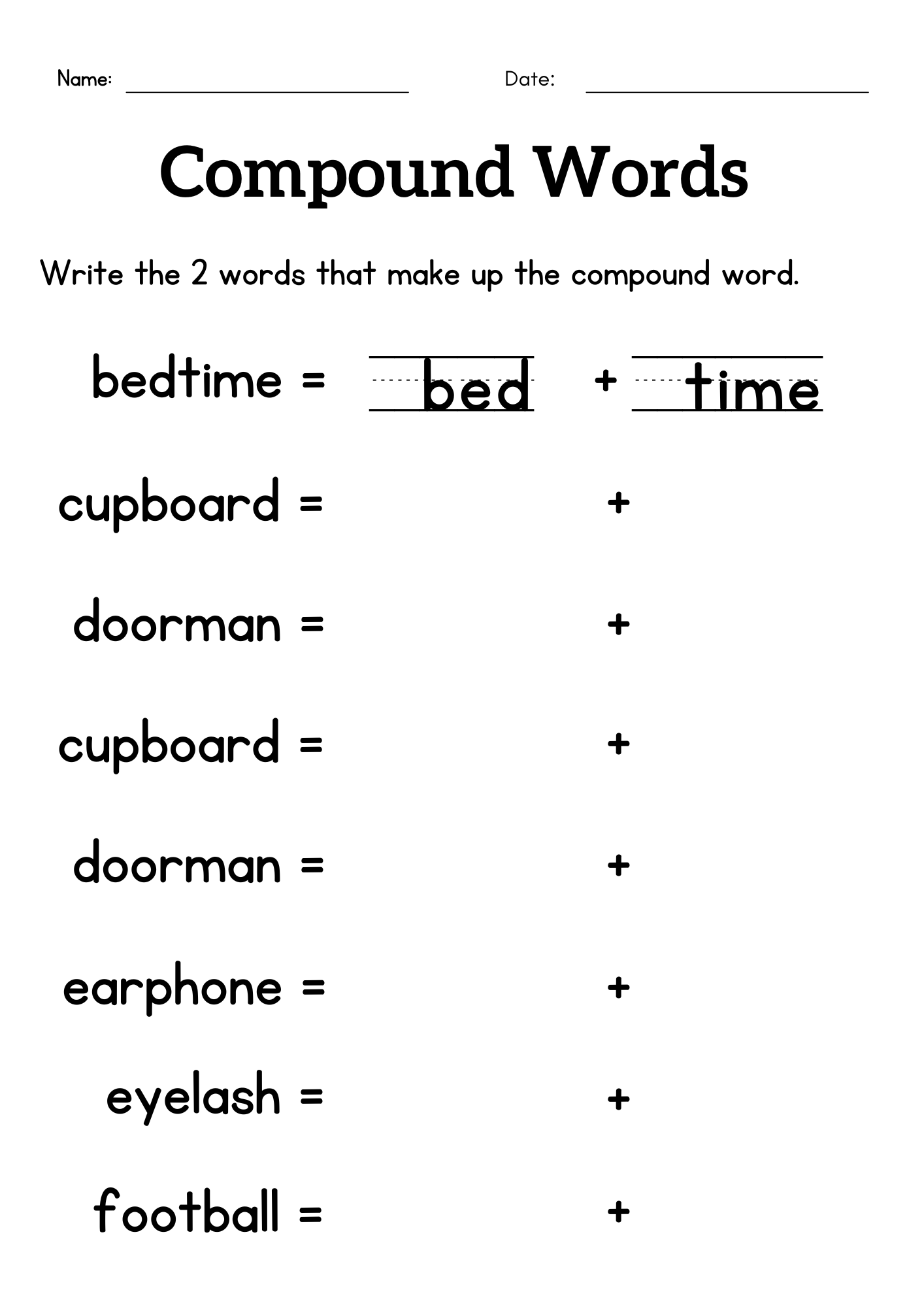 Compound Words Worksheet For Grade 1 Or 2 Compound Words Activity Sheets Made By Teachers Free Compound Word Worksheets Storyboard That Templates