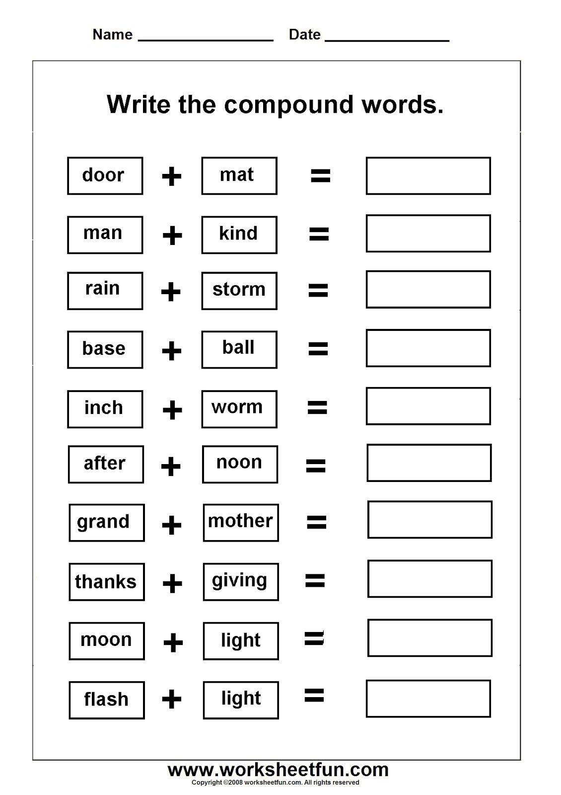 Compound Words Worksheets Grade 3