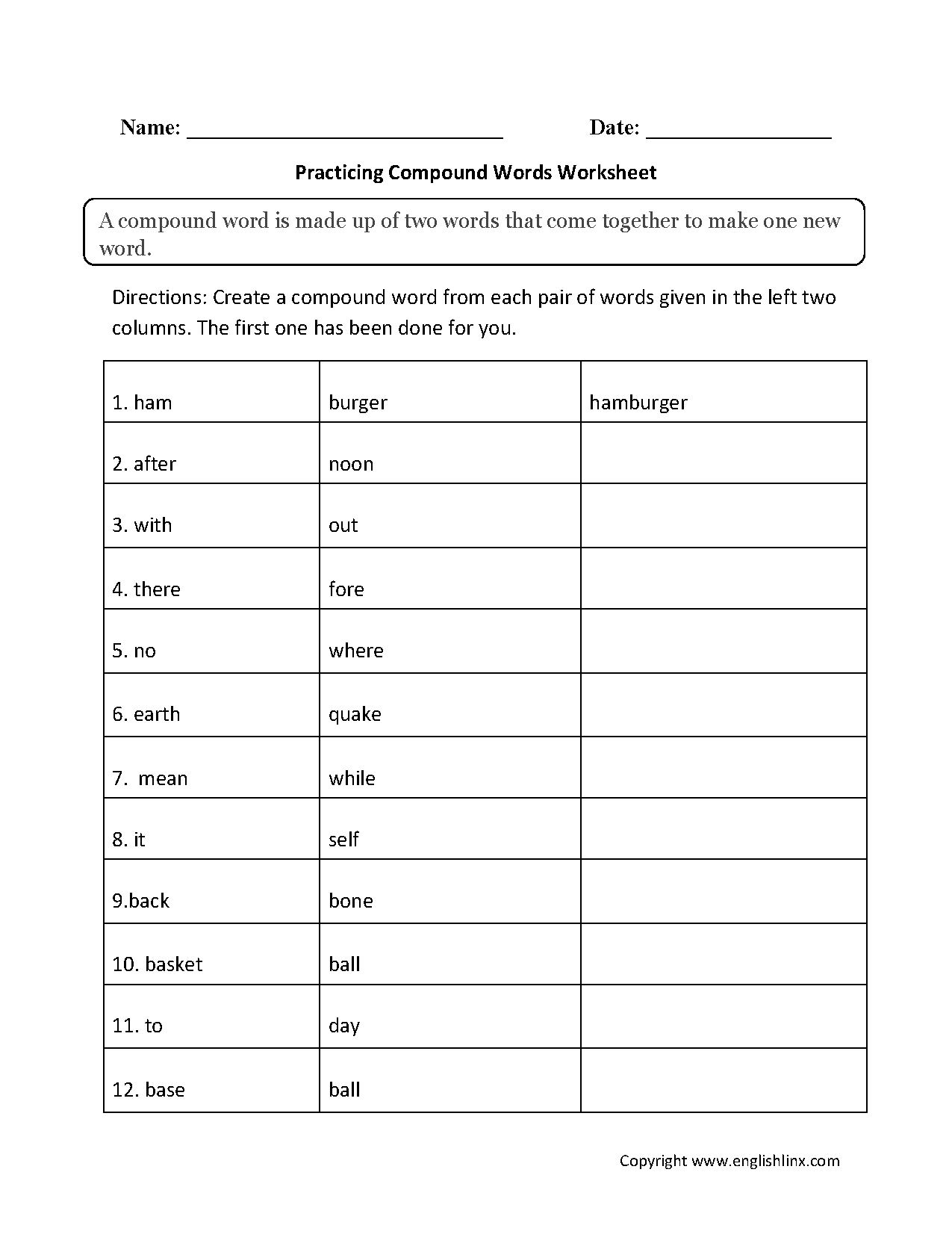Compound Words Worksheets Practicing Compound Words Worksheets Compound Words Worksheets Practicing Compound Words Worksheets