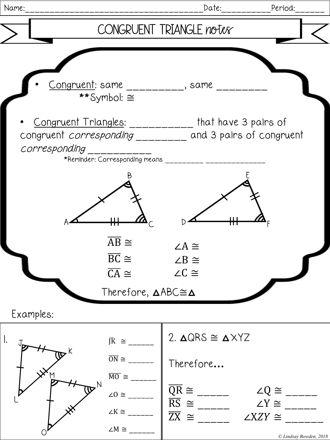 Congruent Triangles Worksheet Congruent Triangles Worksheet