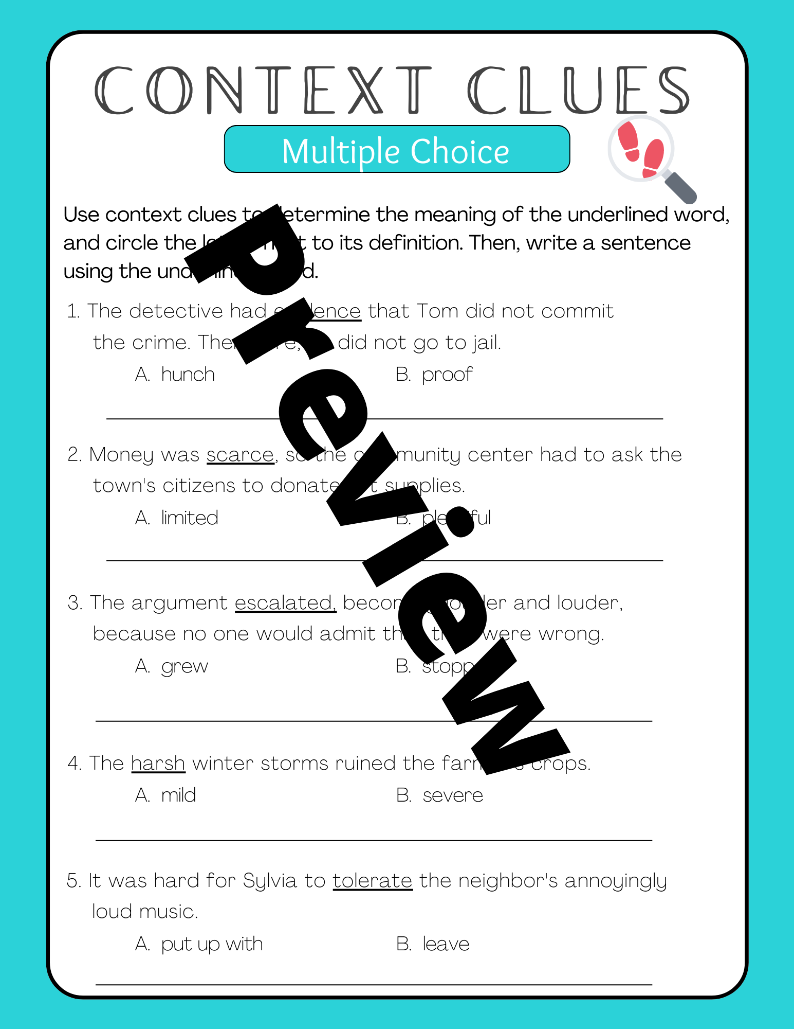 Context Clues Activities Made By Teachers