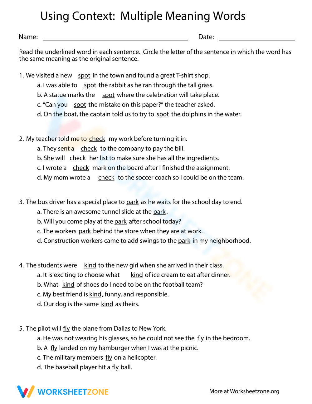 Context Clues Understand Word Meanings Worksheet