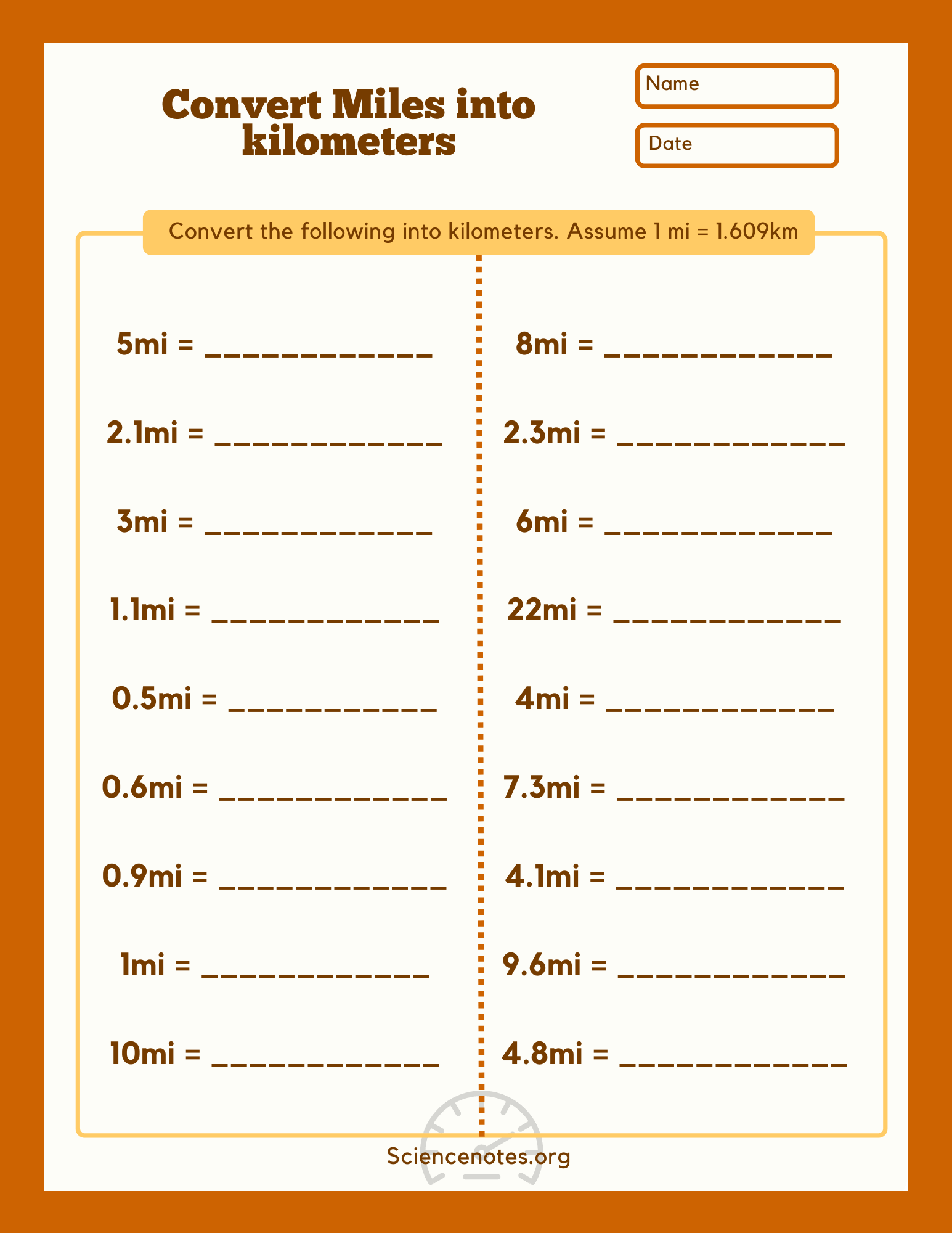 Convert Miles To Km Example Problem Convert Miles To Km Example Problem