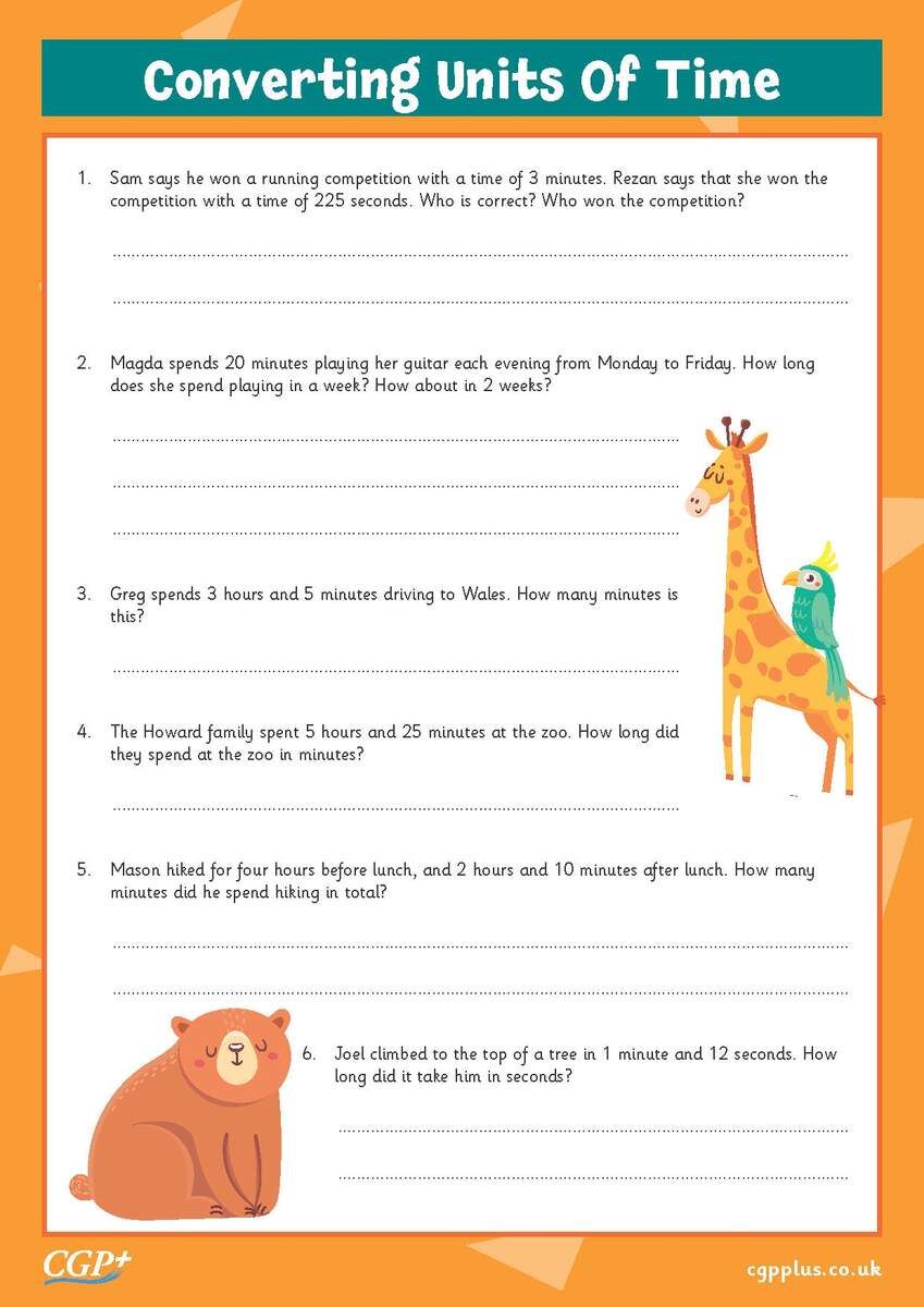 Converting Units Of Time Word Problems Year 5 CGP Plus Worksheets Library